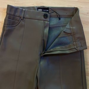 Zara mushroom brown leather pants. Size small.